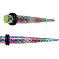 BodyCandy Rainbow Acrylic Magical Mermaid Single Flare Plug Set 4mm to 12mm — back view