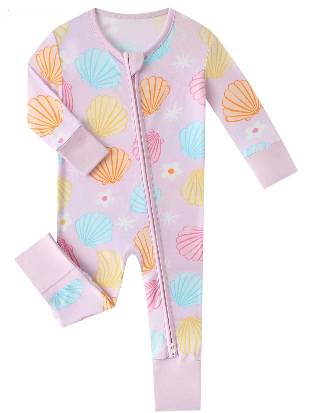 Posh TOT Pastel Seashell Bamboo Baby Convertible Zippy Romper — bamboo kids clothing by Charlie's Project Kids