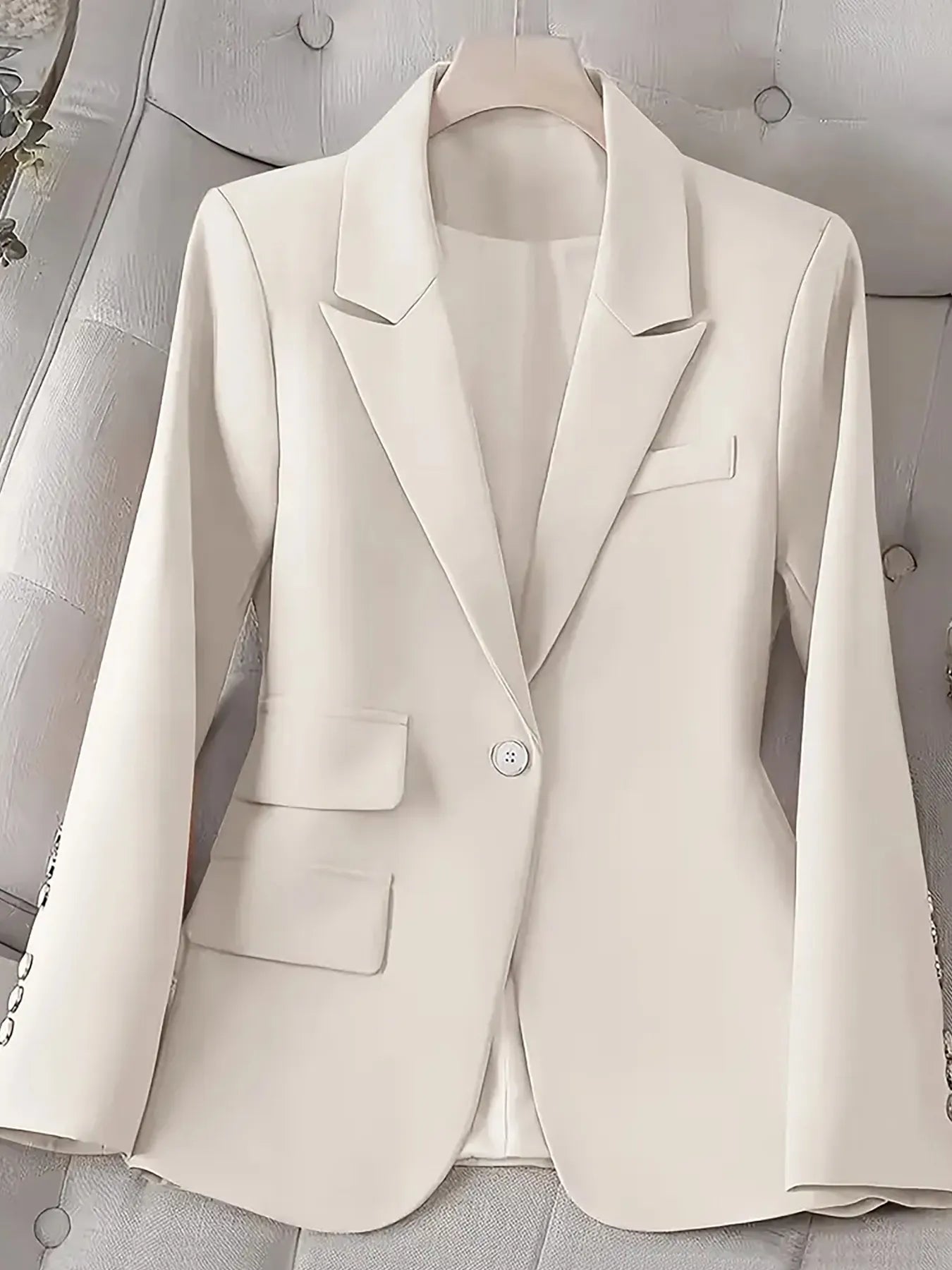 Single-Button Long Sleeve Blazer