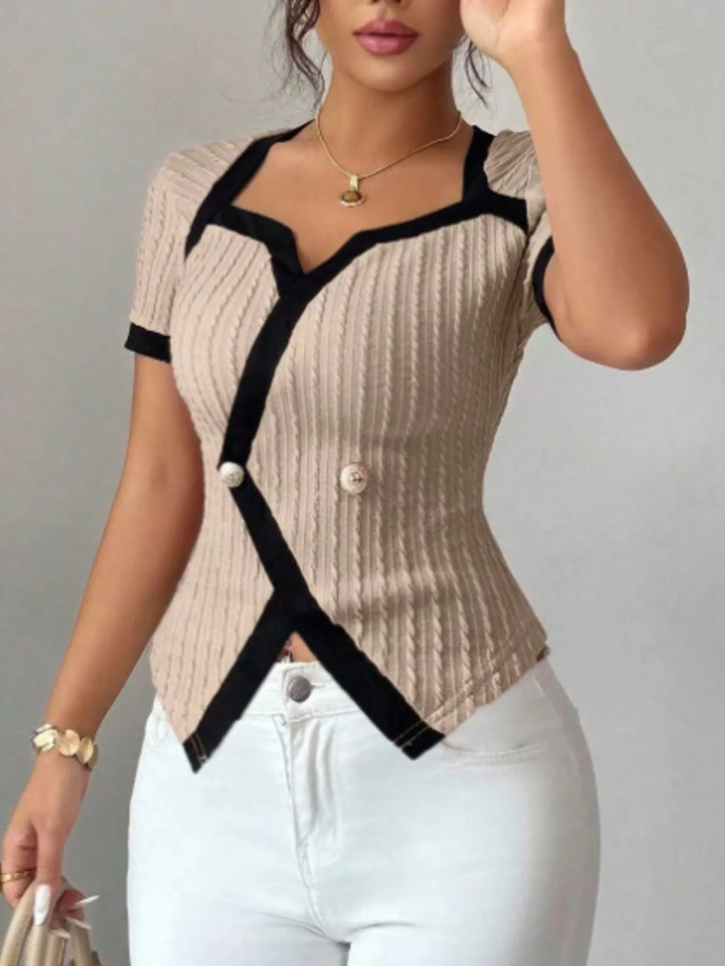 Contrast Trim Short Sleeve T-Shirt