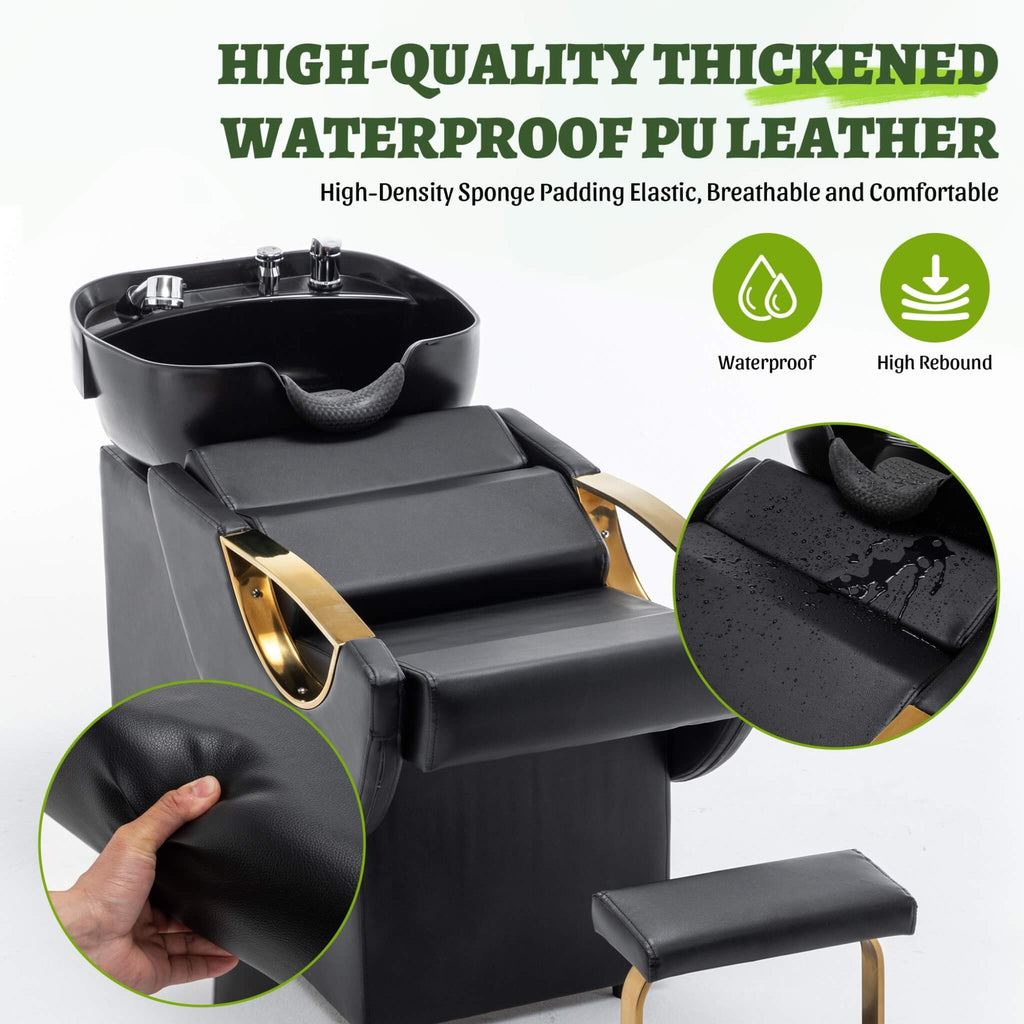 Commercial Black And Gold Shampoo Bowl Chair Set With Footrest (SAK43716) – SAKSBY WHOLESALE, view 7