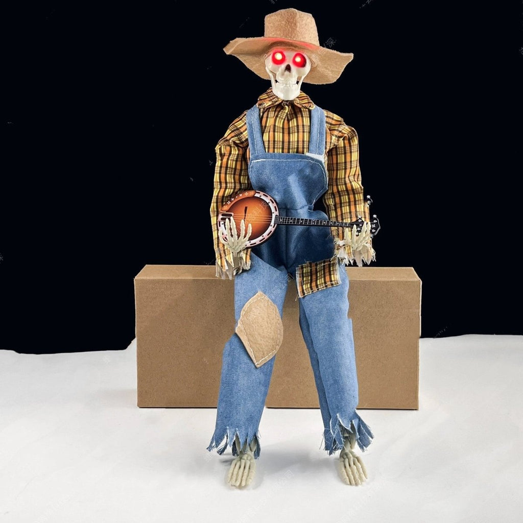 Light-Up Guitarist Skeleton: Spooky Halloween Decoration