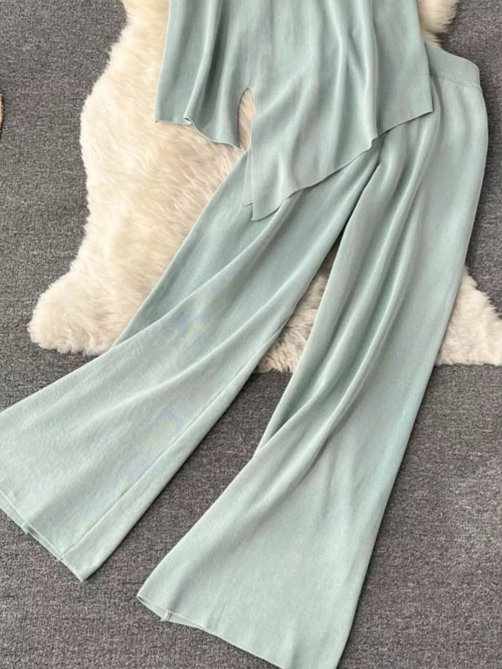 Short Sleeve Top and Wide Leg Pants Set