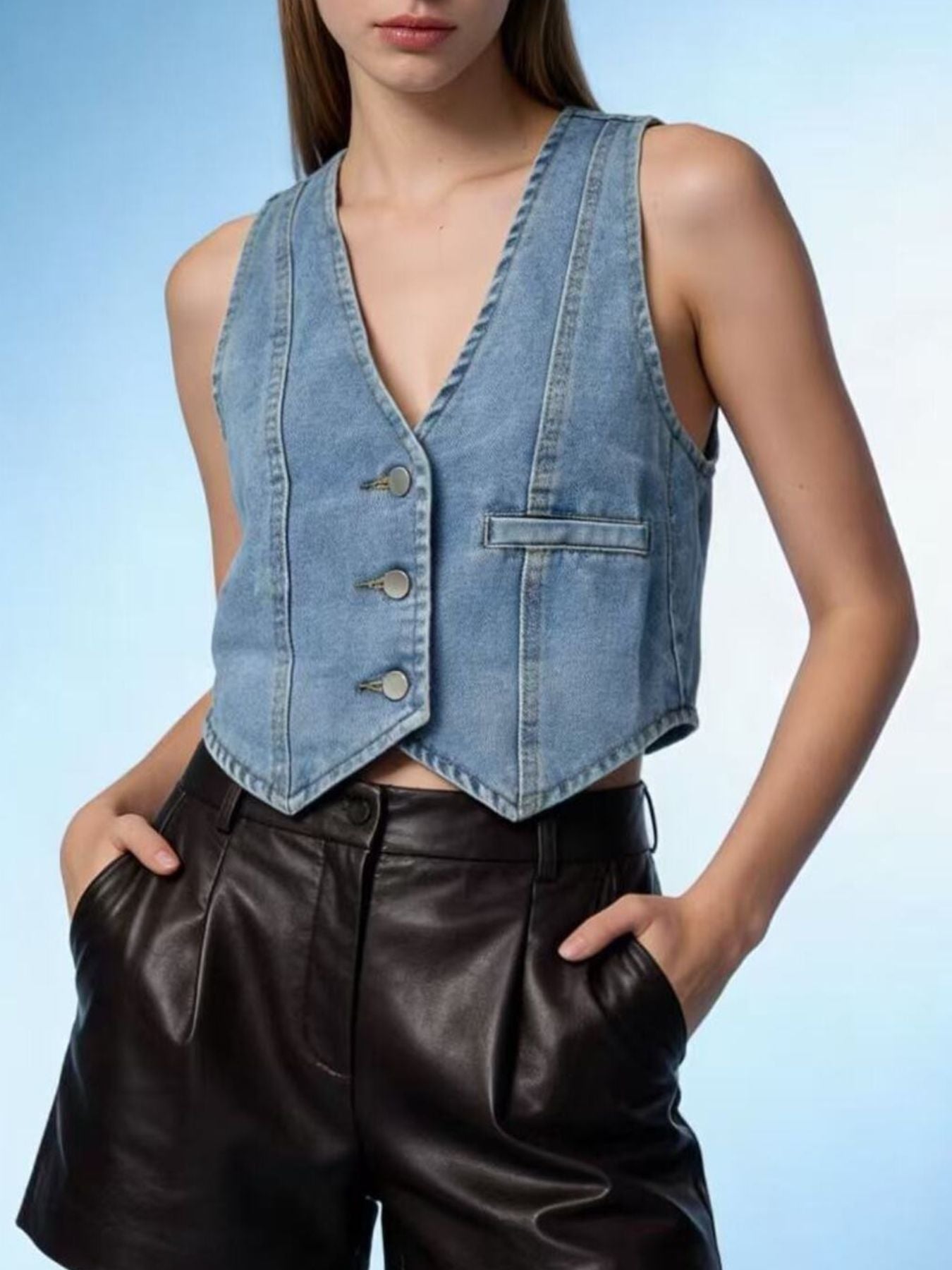 Button-Down Denim Vest