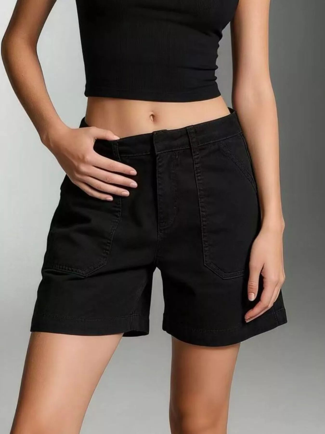 Pocketed Denim Shorts