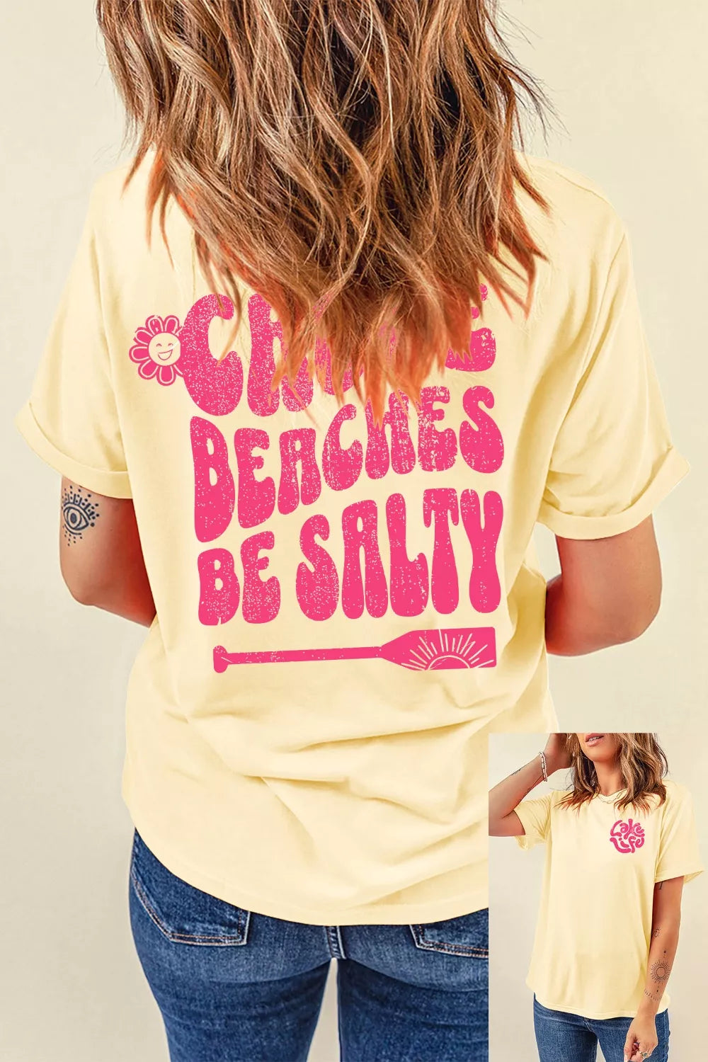 Casual Round Neck Short Sleeve Slogan Print Loose Fit T-shirt