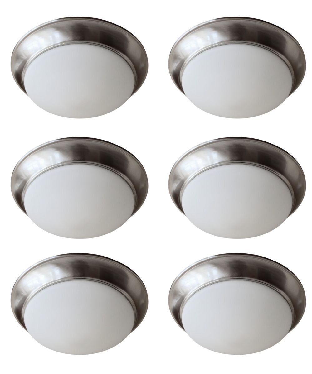 13"w 1-Light LED Flush Mount [6 PACK] Ceiling Lights Brushed Nickel Finish by RP Lighting – LampsUSA
