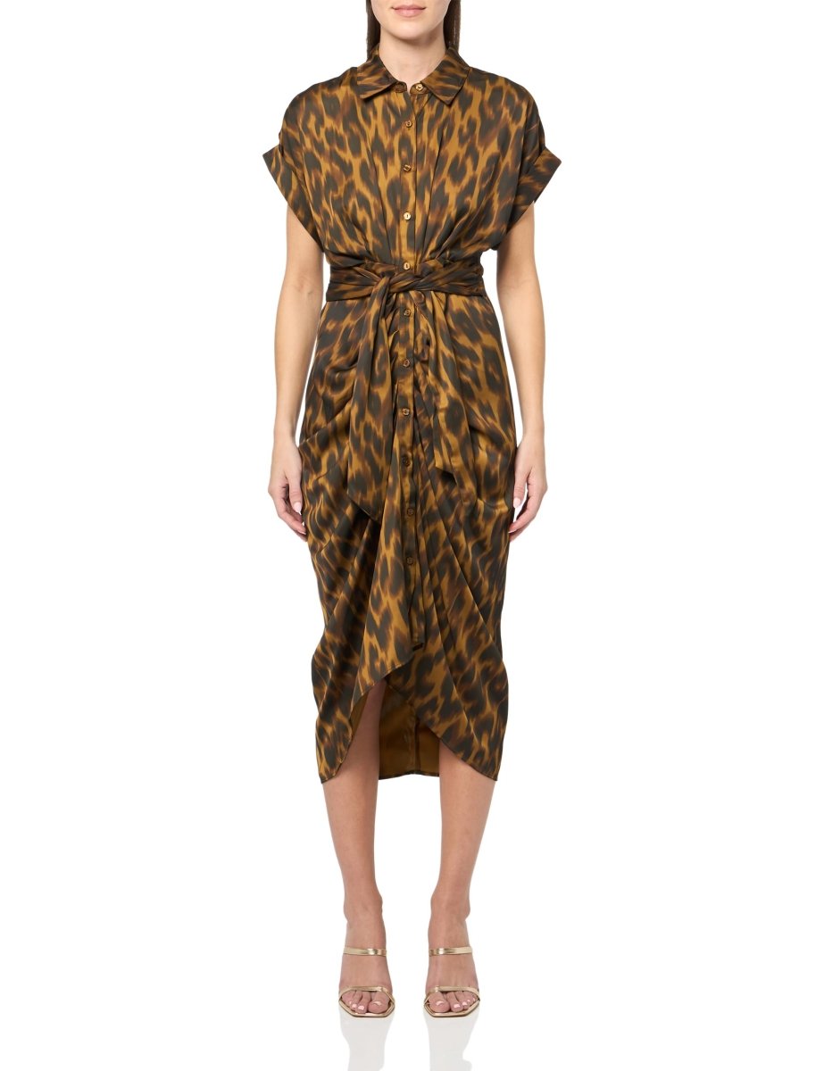 Steve Madden Satin Tori Shirtdress Toffee