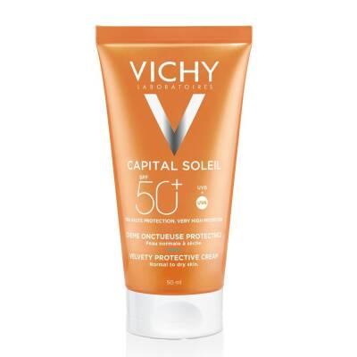 Vichy Capital Soleil SPF50+ Velvety Sunscreen Cream for Normal to Dry Skin - 1.69 fl oz, Paraben-Free, Water-Resistant