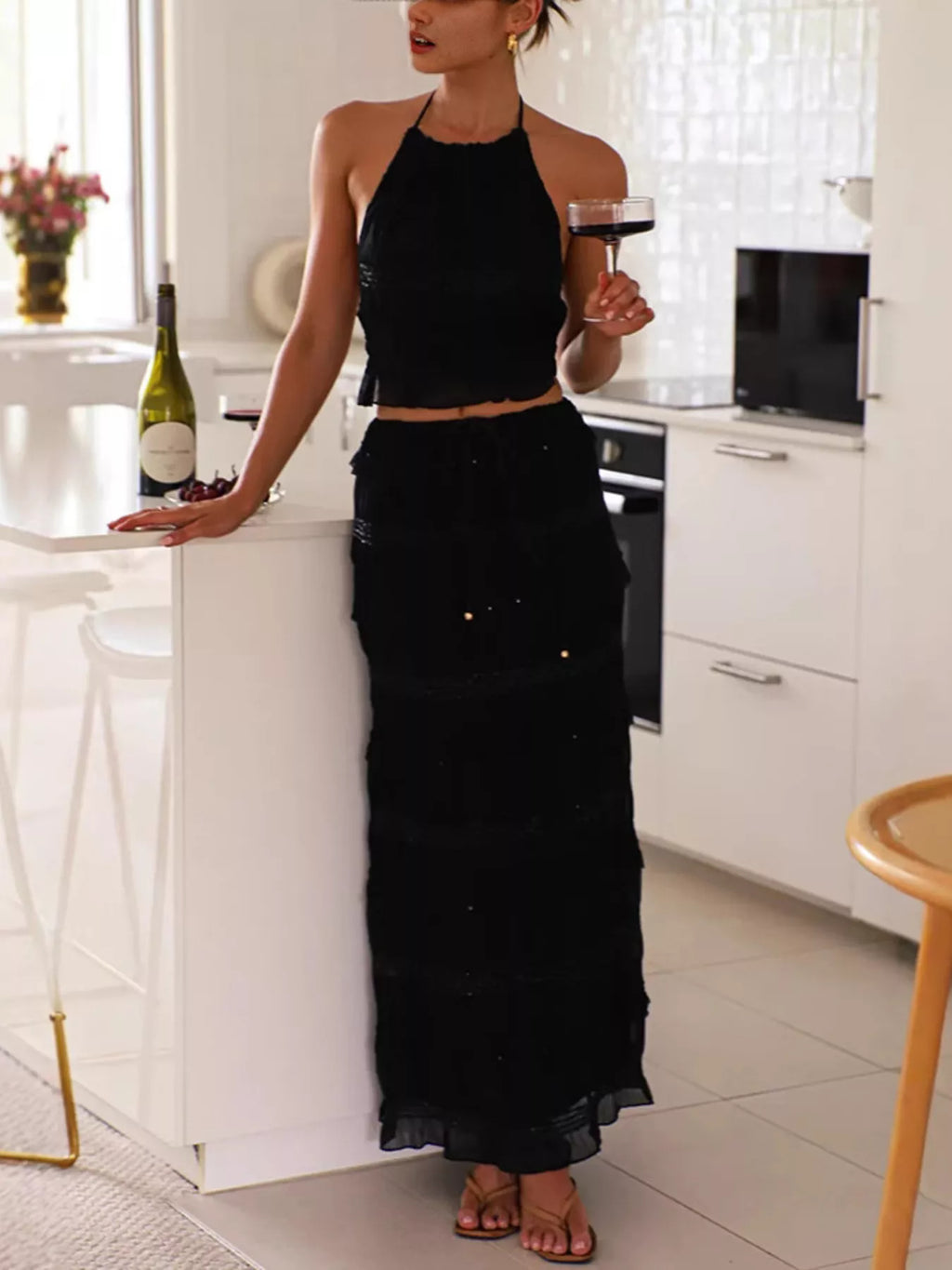 Sleeveless Top and Maxi Skirt Set