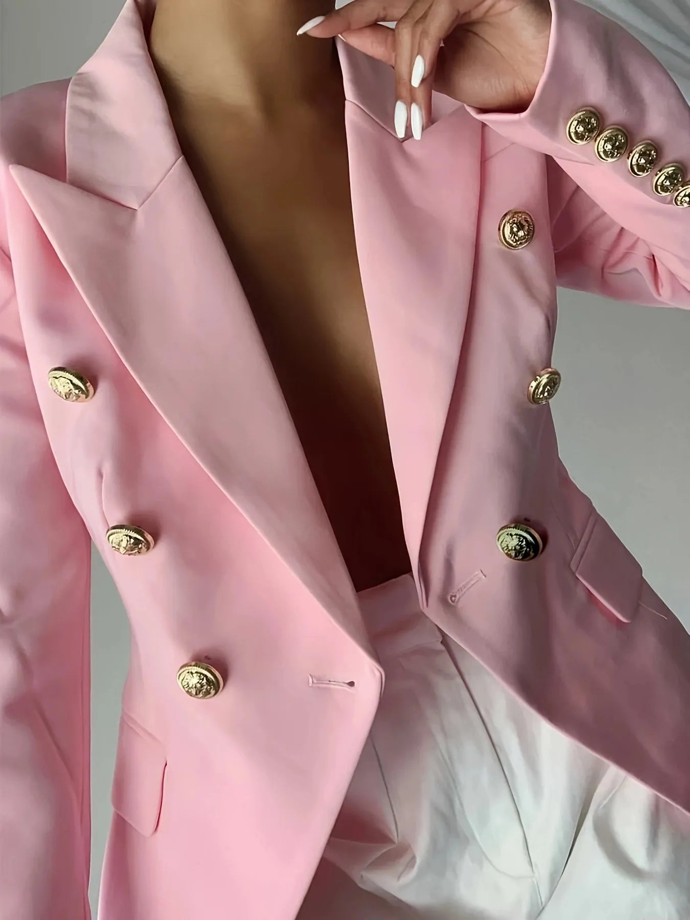 Decor Button Lapel Collar Blazer
