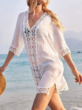 Lace Trim V-Neck Cover-Up