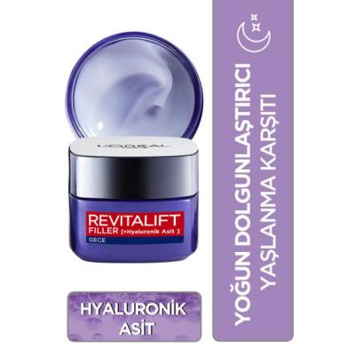 Loreal Paris Revitalift Filler Anti-Aging Night Cream with Hyaluronic Acid - Moisturizing, Wrinkle-Fighting 1.69 fl oz