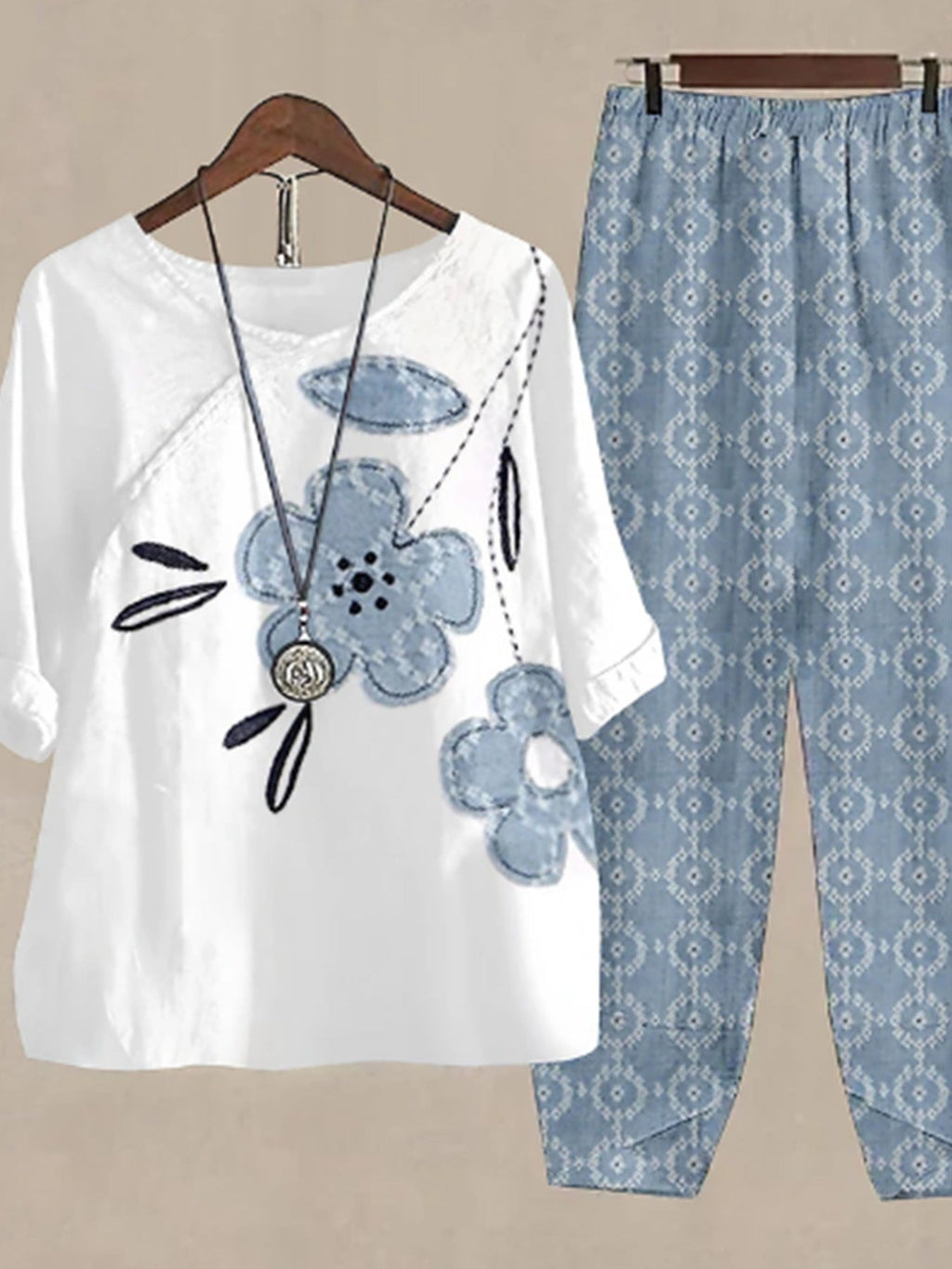 Printed Half Sleeve Top and Pants Set