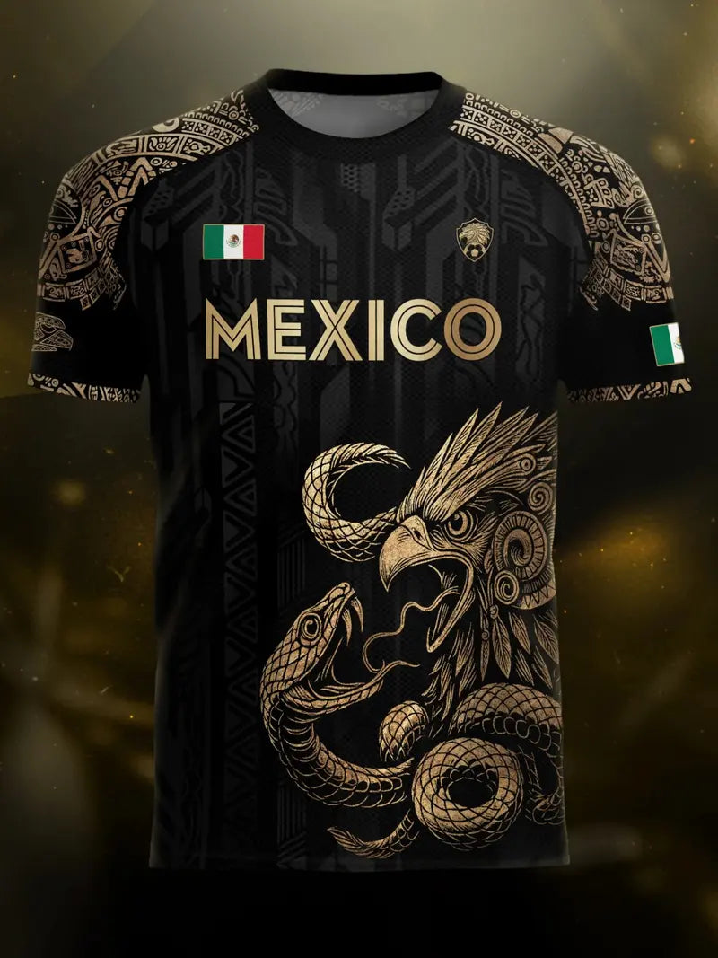 Mexico Aztec Eagle Heritage Soccer Jersey – All Over Print Men's Football Shirt, Mexican Pride Fan Apparel