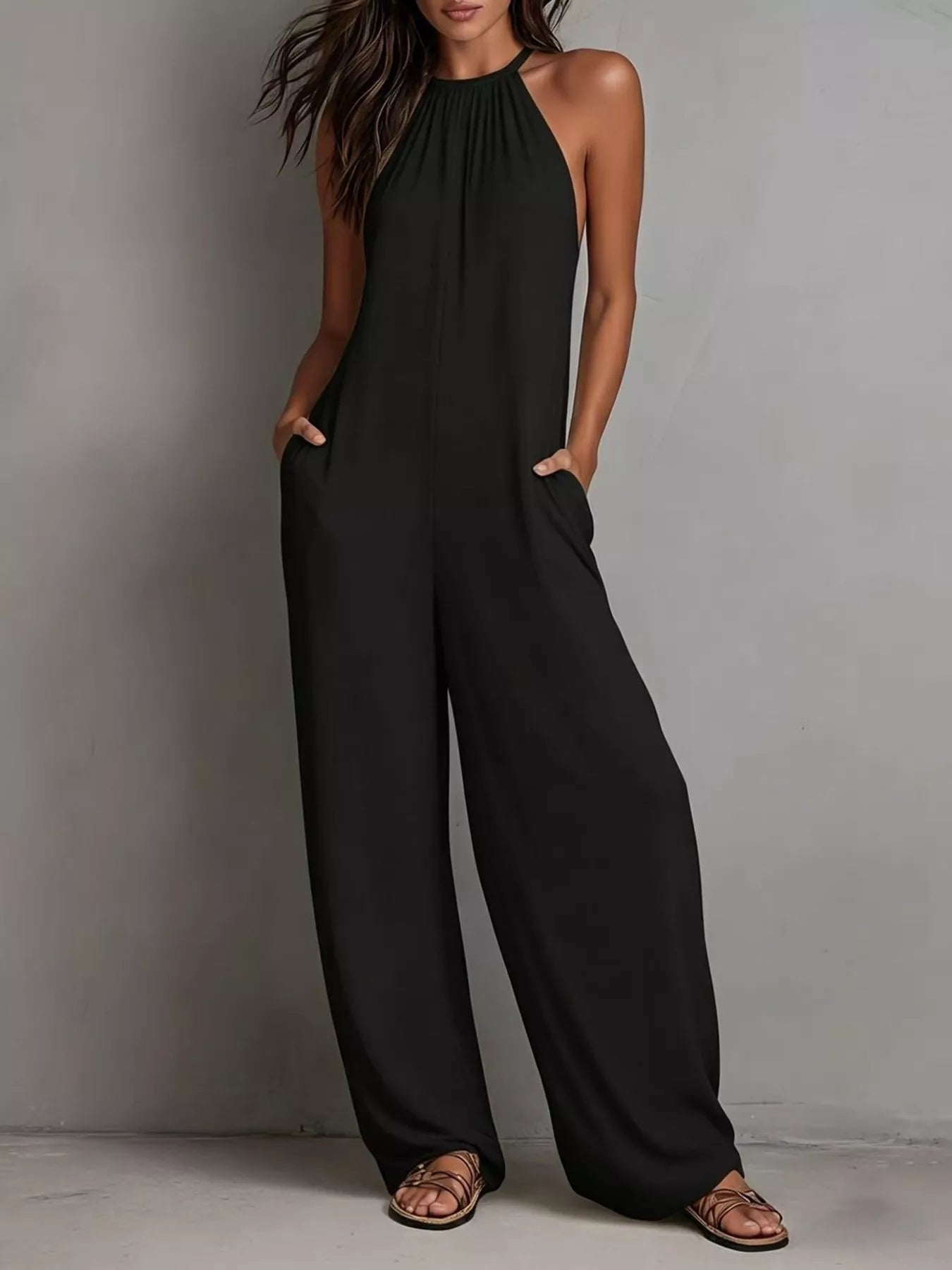 Sleeveless Wide Leg Jumpsuit