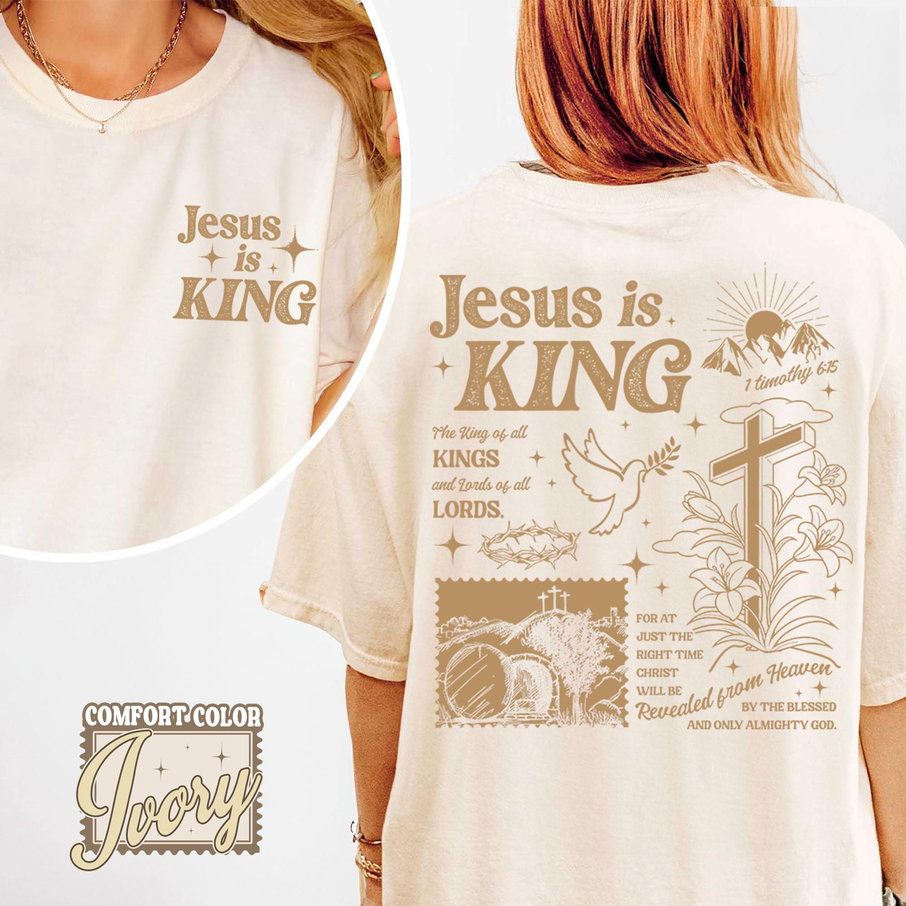Pasimax Faith-Based Jesus Is King Tee — detail close-up