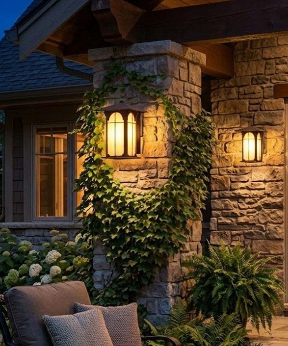 Aztec 14"H 1-Light Olde Brick Bronze Finish with Amber Honey Opal Glass Shade Outdoor Wall Lantern – LampsUSA, view 3