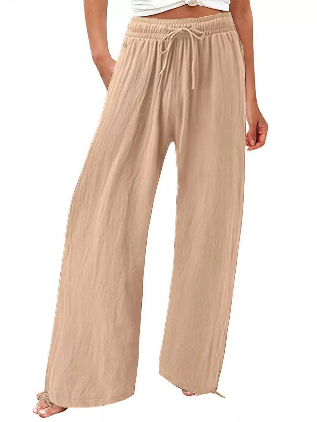 Full Size Wide Leg Pants with Drawstring Waist Plus Size
