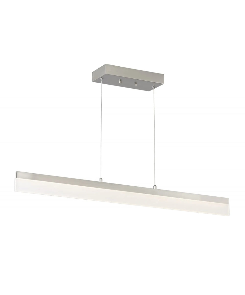 36"W 1-Light Linear Bar Ribbon LED Kitchen Island Light Fixture Brushed Nickel Finish Acrylic Shade – LampsUSA
