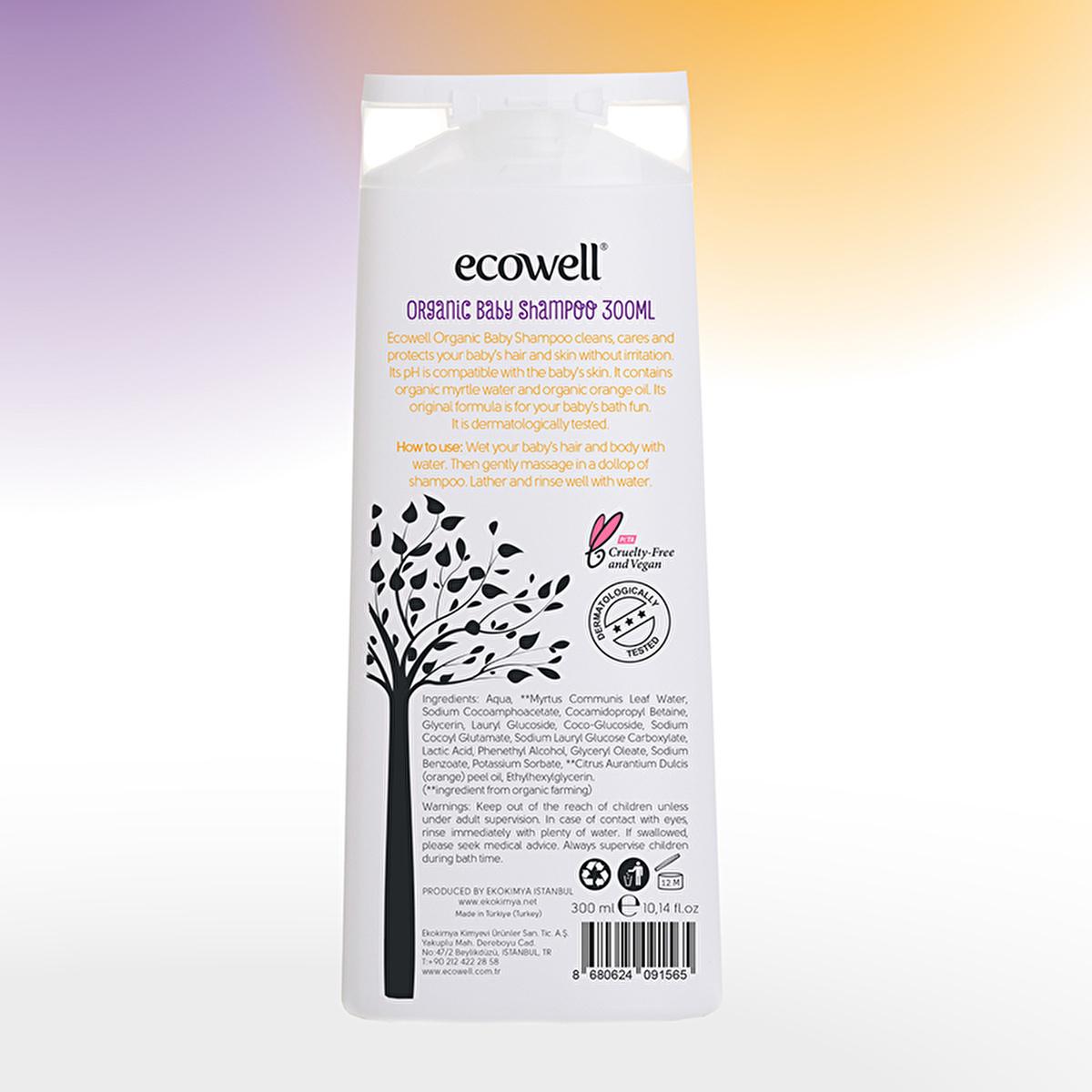Ecowell Organic Baby Shampoo & Body Wash - Gentle, Paraben-Free, Vegan Certified - 10.14 fl oz