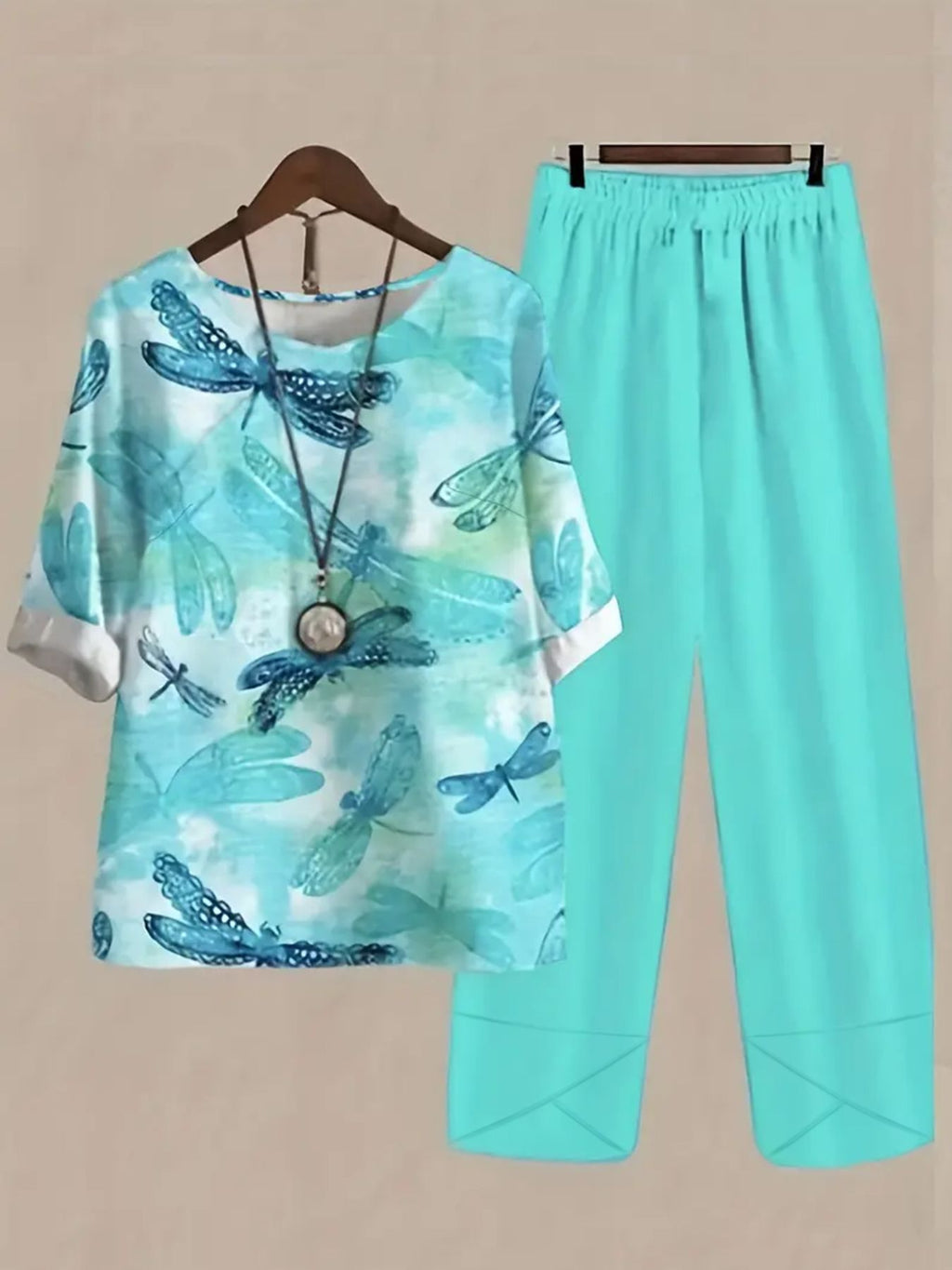 Printed Half Sleeve Top and Pants Set