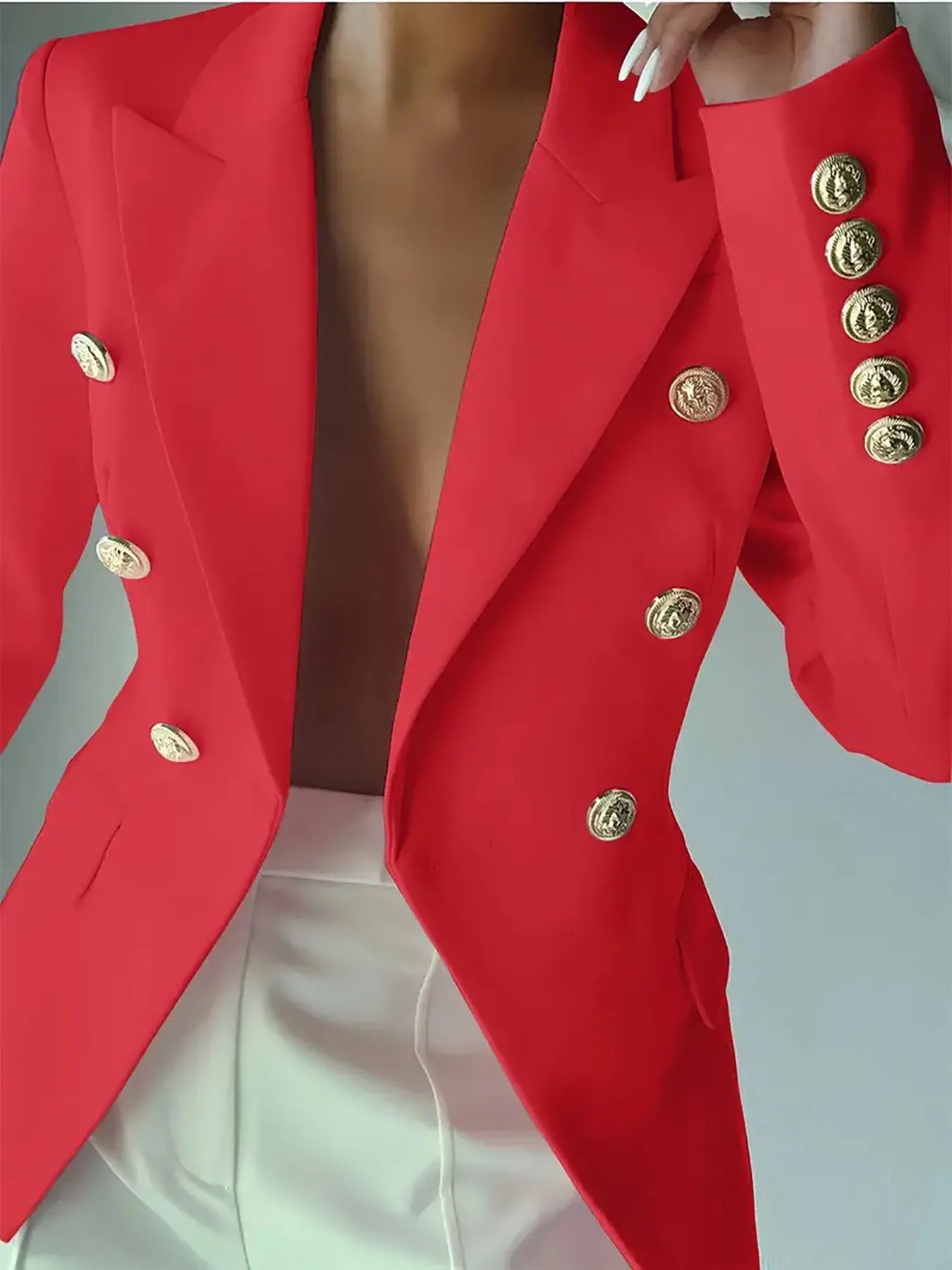 Decor Button Lapel Collar Blazer