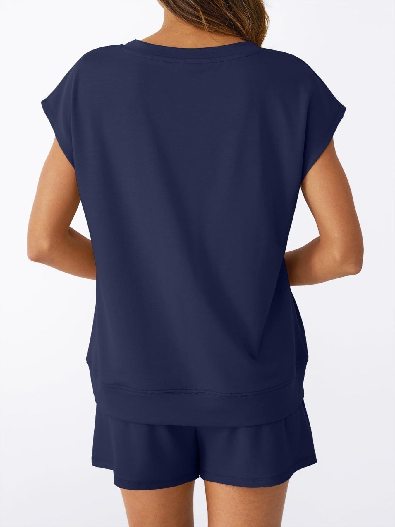 Casual V-Neck T-Shirt and Shorts Set