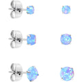 BodyCandy Light Blue Synthetic Opal Stainless Steel Post Stud Earring Pack Set of 3 — main product shot