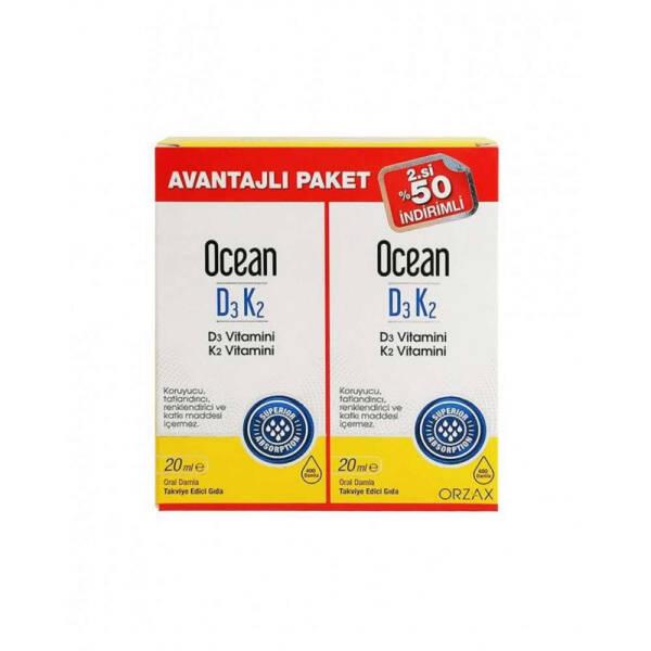 Ocean Vitamin D3 Supplement D3K2 Drops 20ml - Liquid Vitamin D3 for Bone and Cardiovascular Health