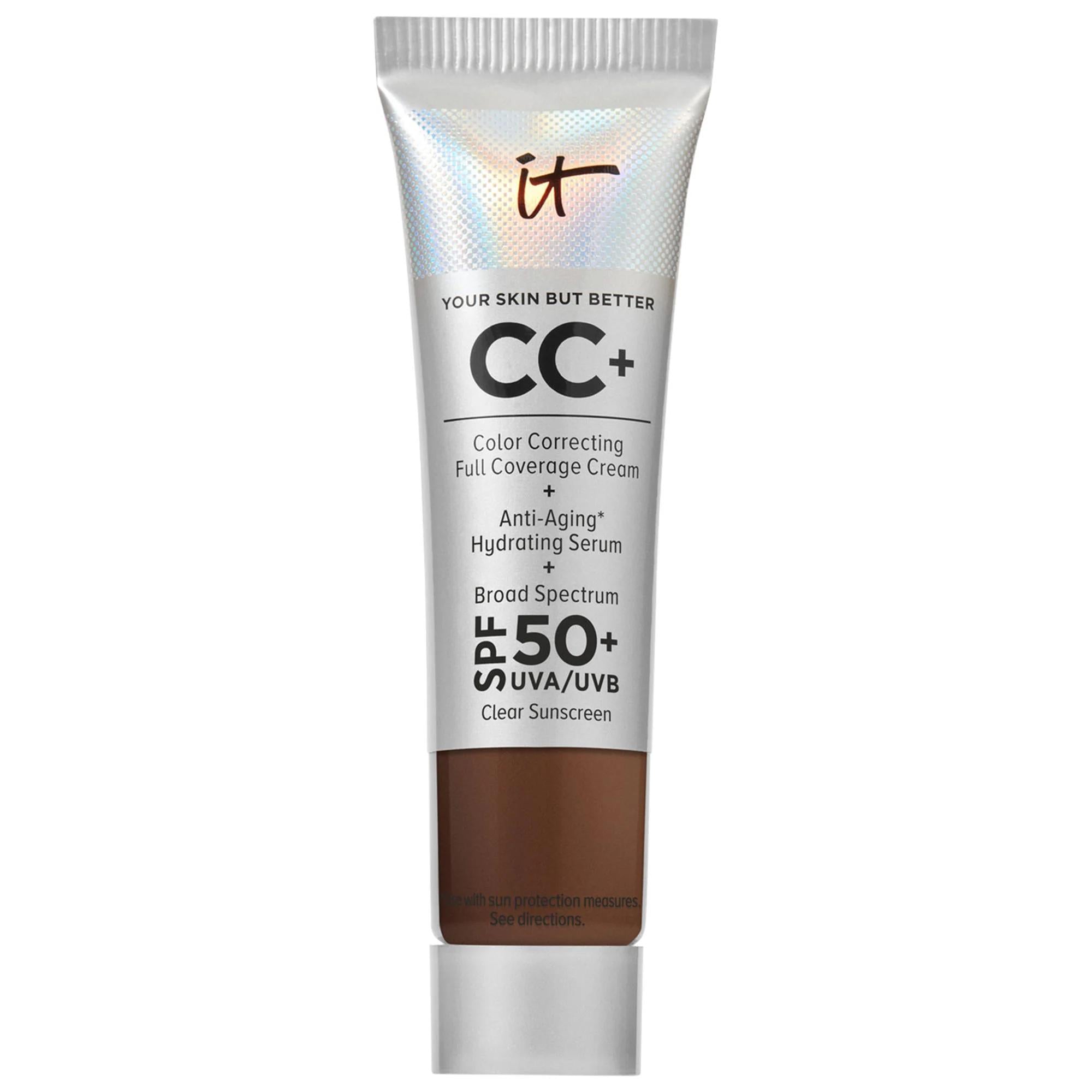 IT Cosmetics CC+ Cream Full Coverage Foundation SPF 50+: Color Correcting, Hydrating, Anti-Aging - Natural Finish & Sun Protection