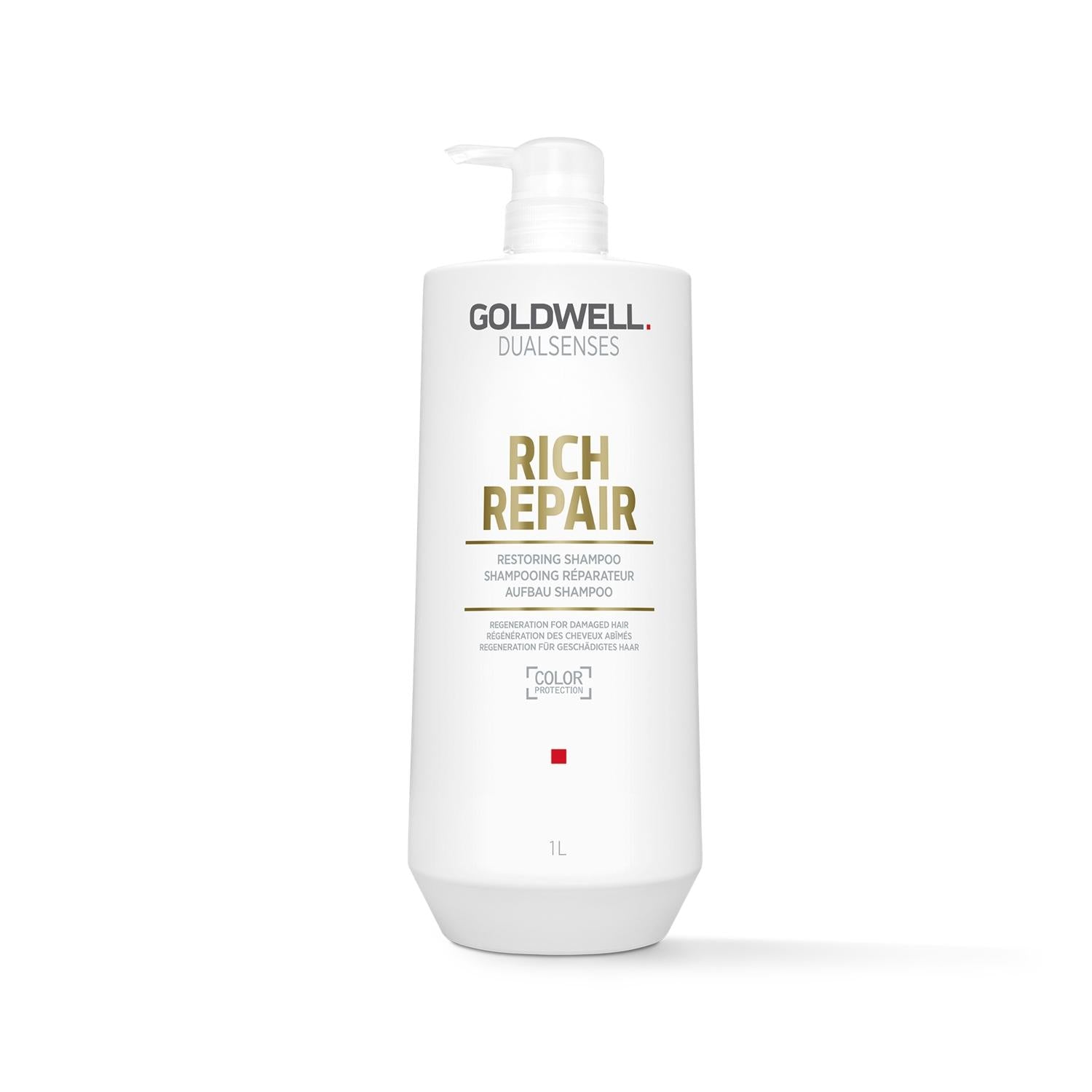 Goldwell Dualsenses Rich Repair Shampoo - 1000ml Large Capacity for Damaged Hair Care