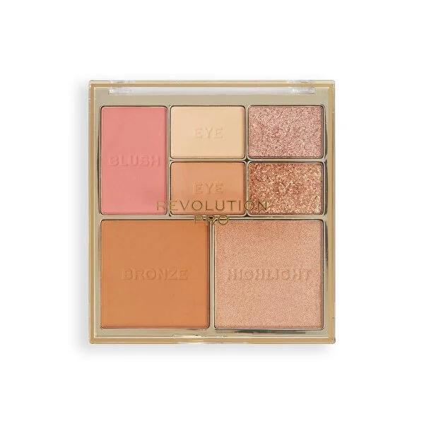 Revolution Pro Iconic Eye & Cheek Palette - Light Medium: Travel-Friendly Vegan Makeup Palette for Eyeshadow, Blush, Highlighter & Bronzer