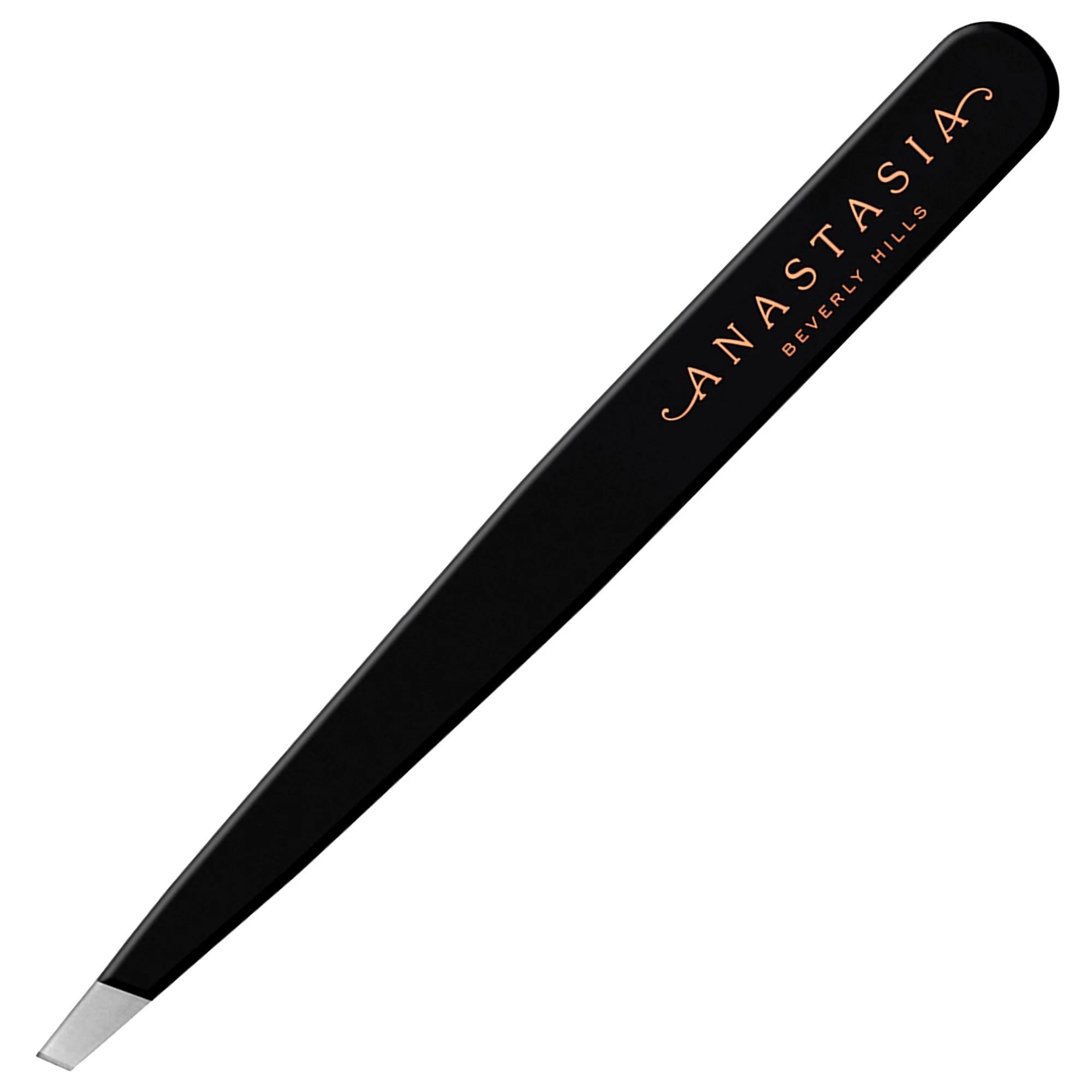 Slant-Tip Stainless-Steel Precision Tweezers - Professional Grooming Tool for Precise Eyebrow Shaping