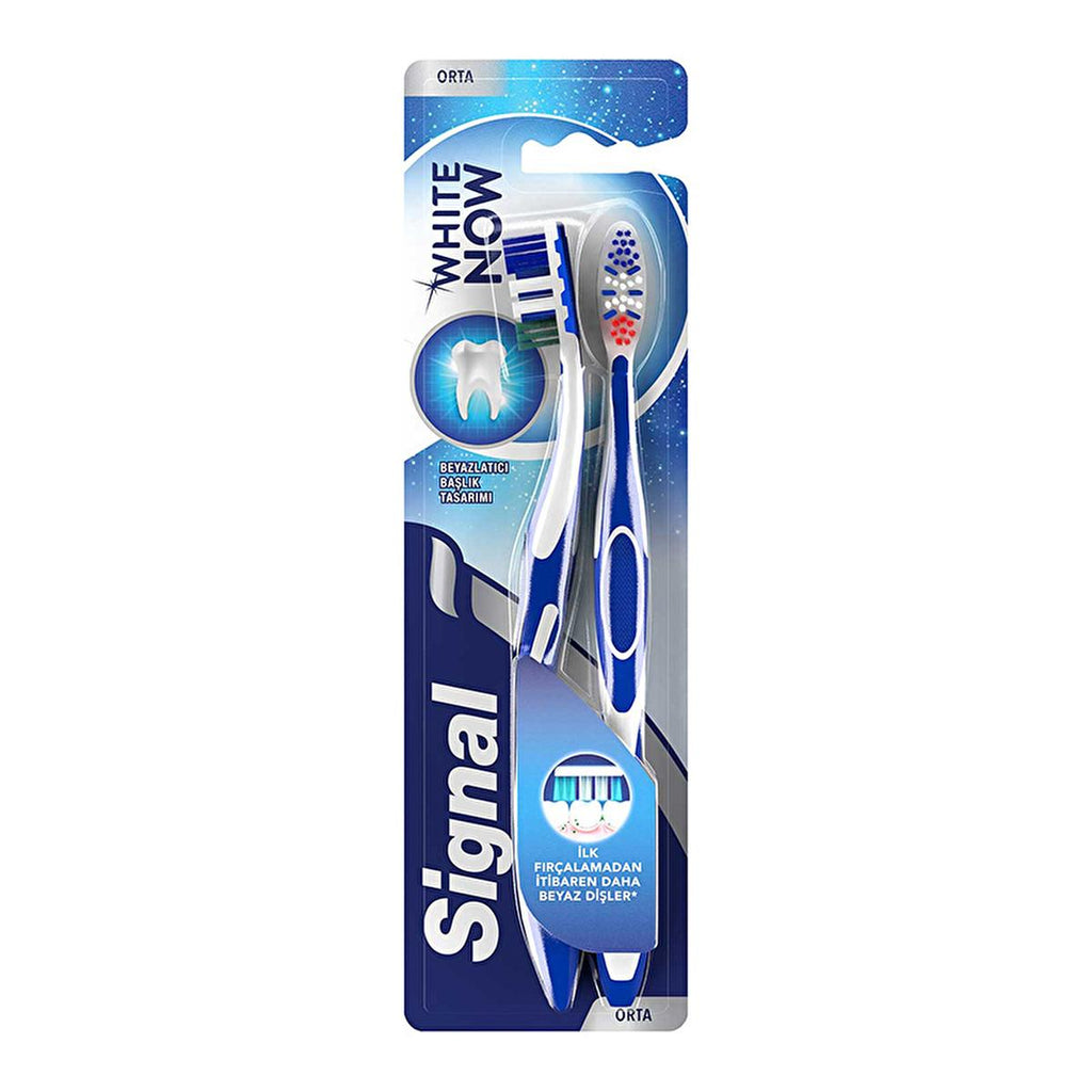 Signal White Now 1+1 Toothbrush - Comfortable Brushing, Teeth Whitening, Oral Care for a Brighter Smile