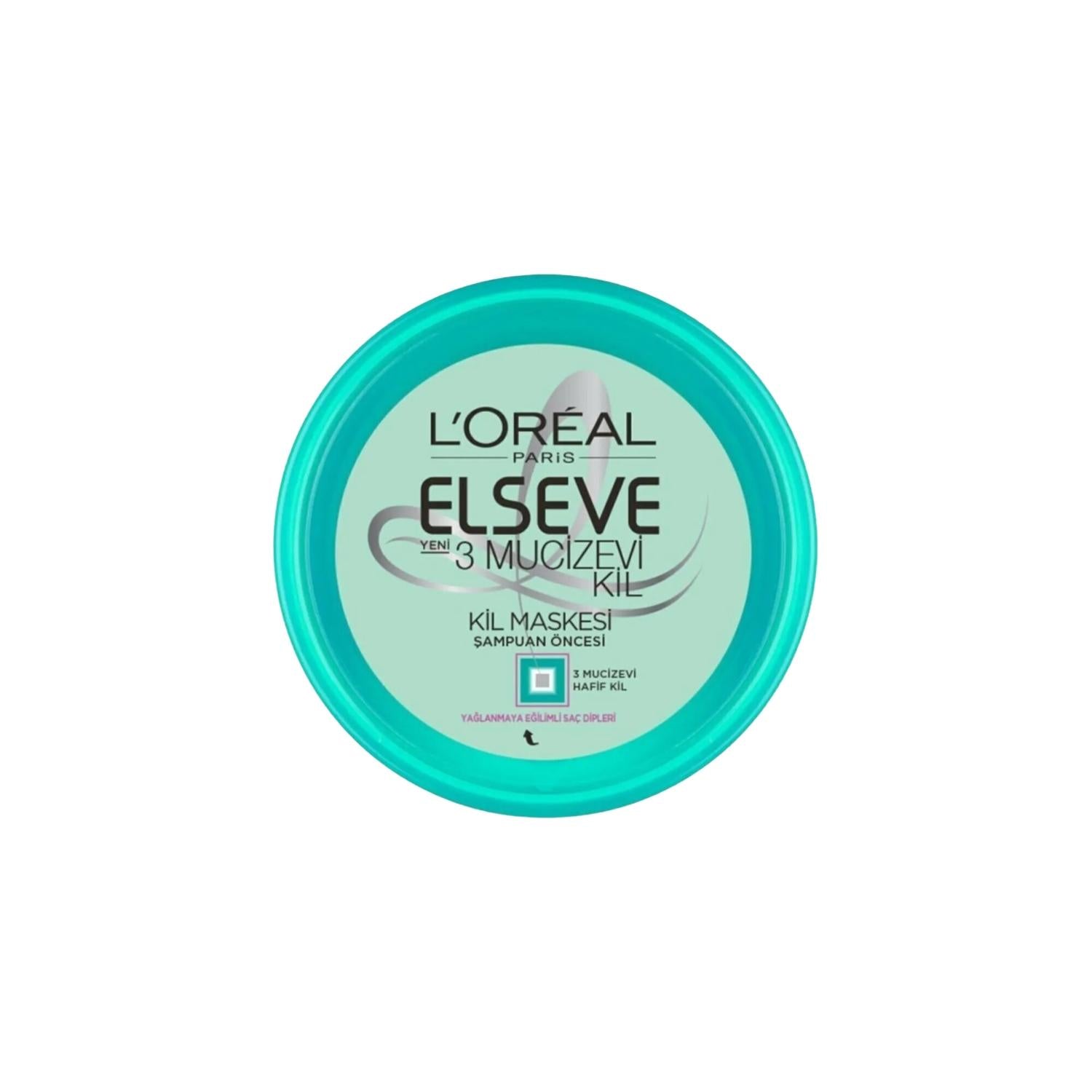 Loreal Paris Elseve 3 Mucizevi Kil Hair Mask - Nourishing Pre-Shampoo Treatment for Healthy Hair