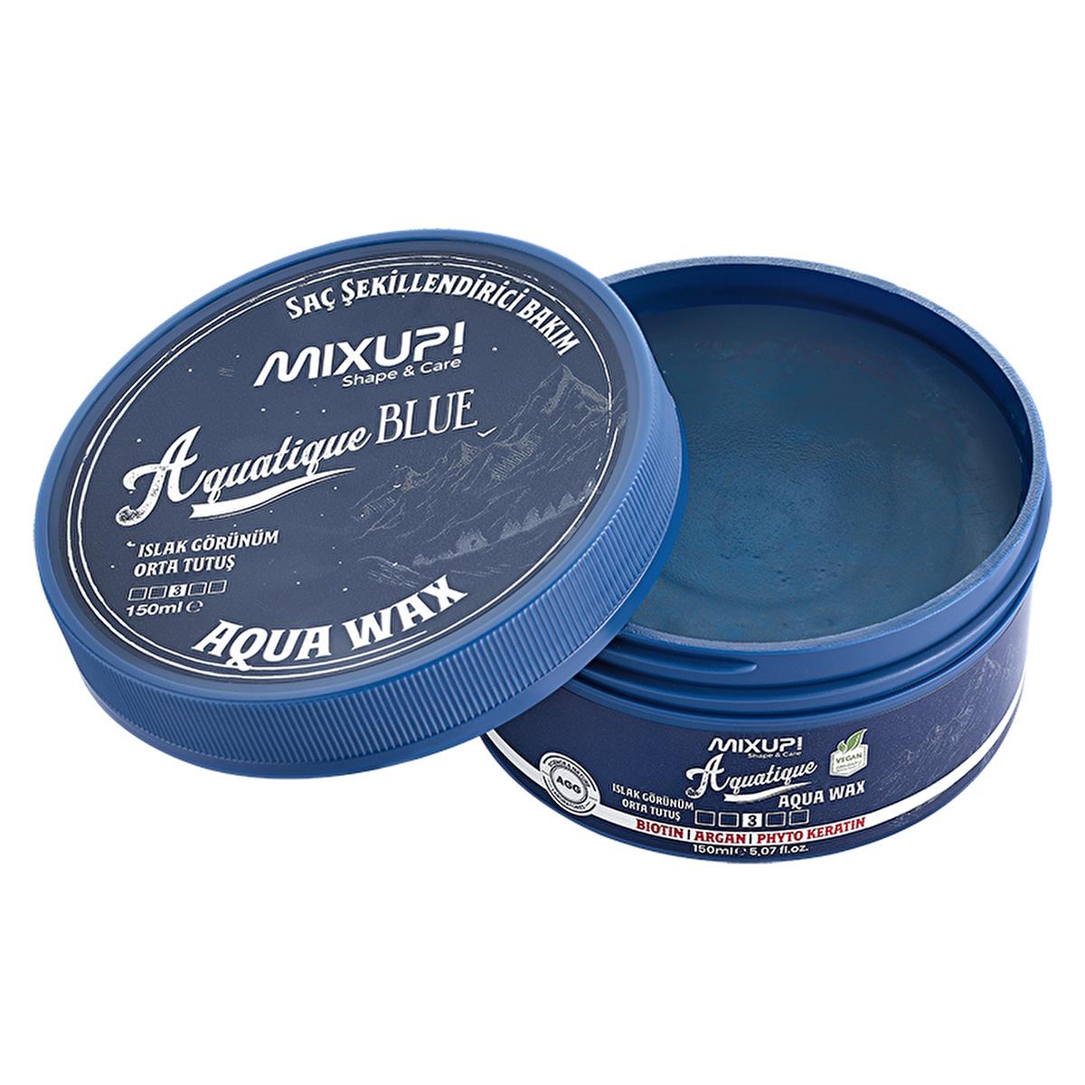 Mixup Aquatique: Medium Hold Aqua Hair Wax for Shiny, Textured Styles - Biotin, Argan & Phytokeratin Enriched, Humidity Resistant - 150ml