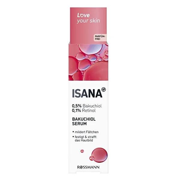 Isana Face Serum with Bakuchiol & Retinol - Vegan, Sensitive Skin Friendly, 1.01 fl oz