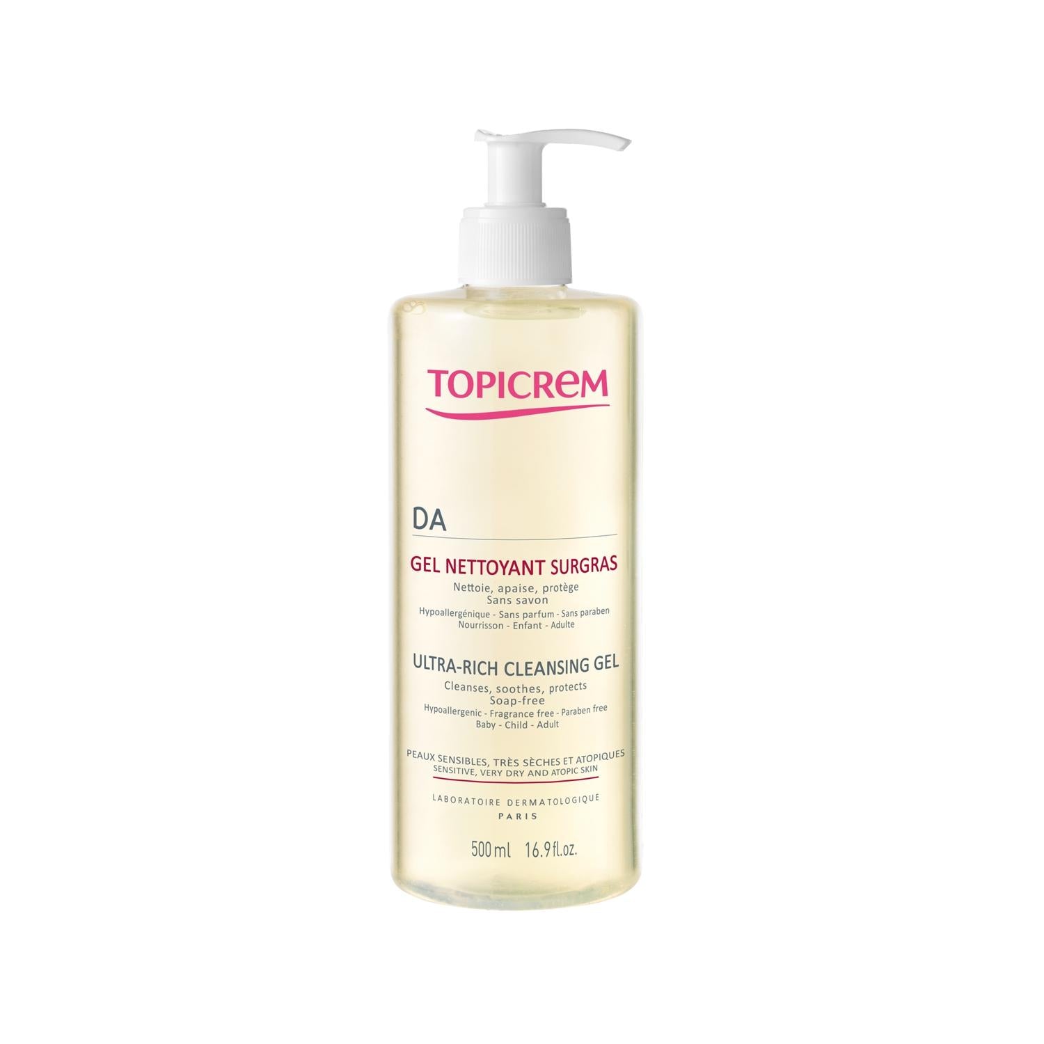 Topicrem Ultra-Rich Cleansing Gel for Sensitive & Atopic Skin - Gentle, Effective, 16.91 fl oz