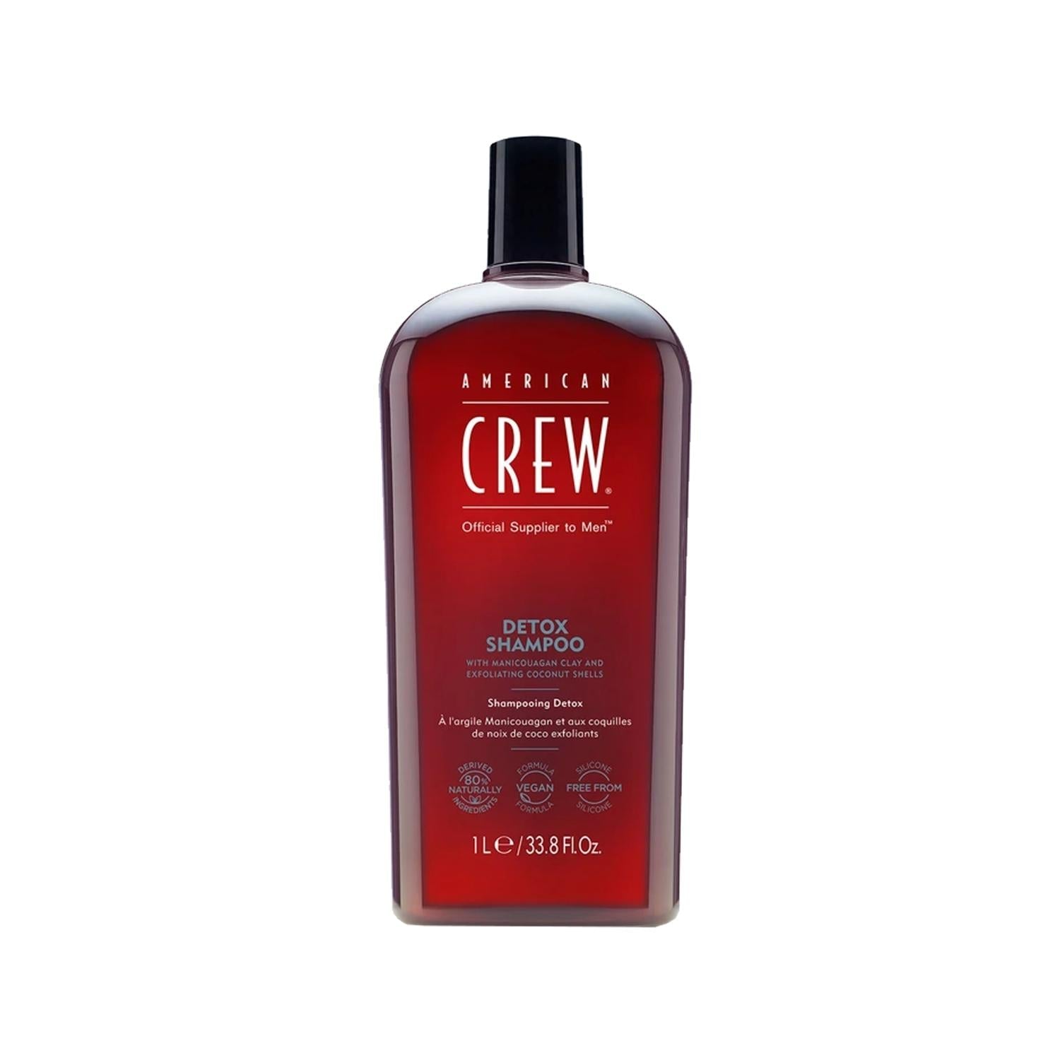 American Crew Detox Shampoo 1000ml - Detoxifying, Men Grooming, Large Volume Hair Care
