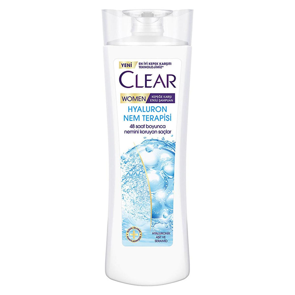 Clear Women Hyaluron Moisture Therapy Anti-Dandruff Shampoo - 48H Hydration, Dry Scalp Treatment, Volumizing