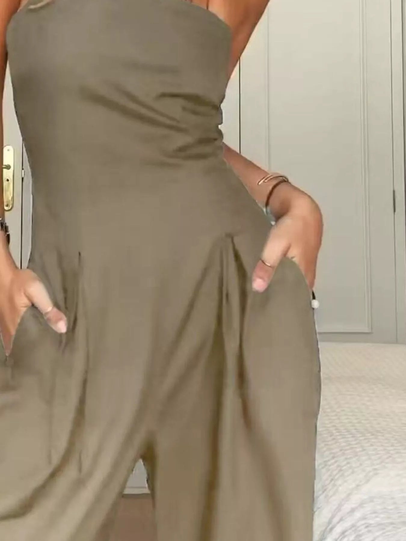 Strapless Wide Leg Jumpsuit