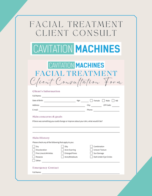 Shape Tactics Facial Treatment Consultation Forms – Cavitation Machines