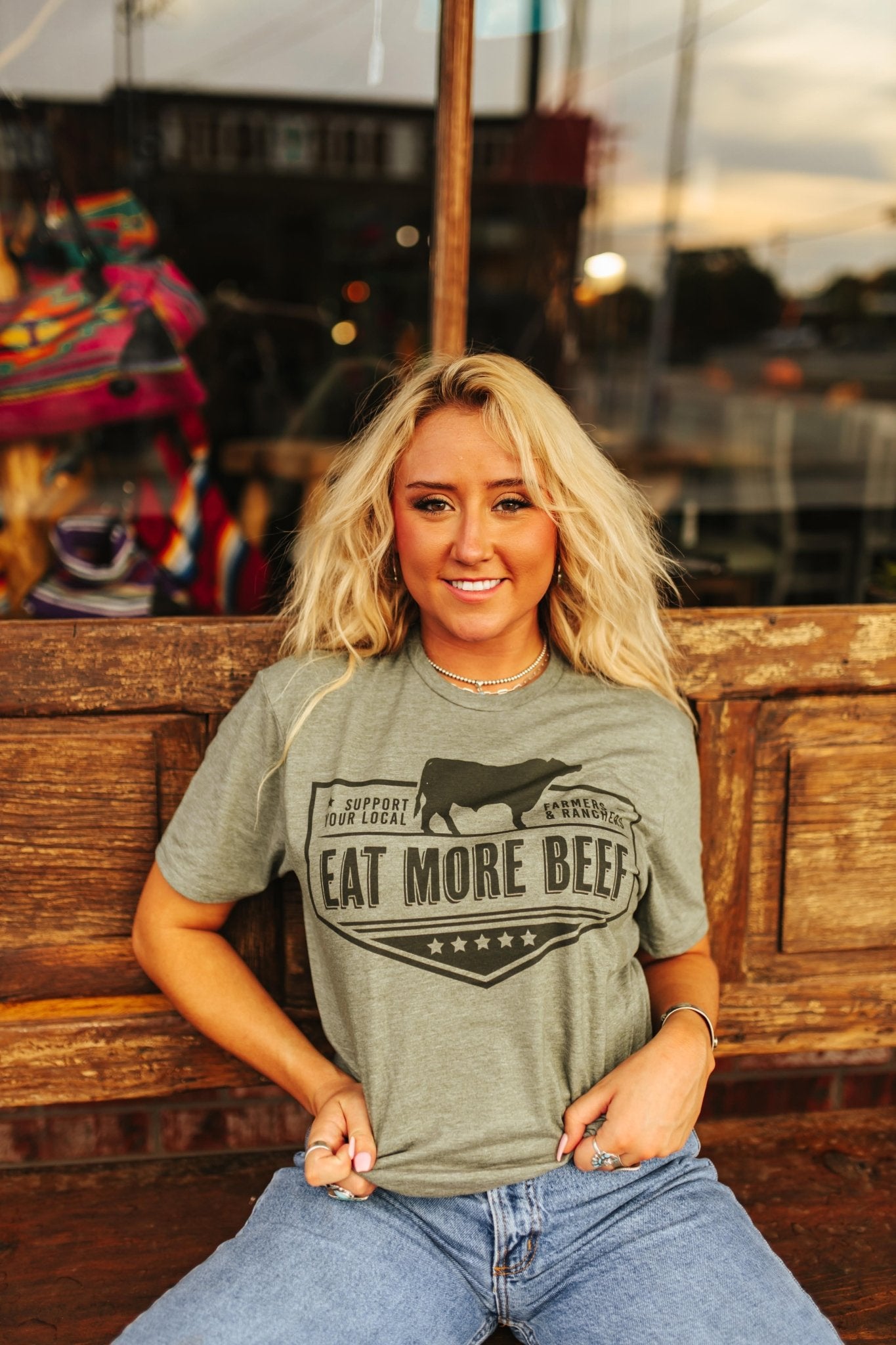 Wild Junkie Farmers & Ranchers Eat More Beef Graphic Tee — lifestyle context