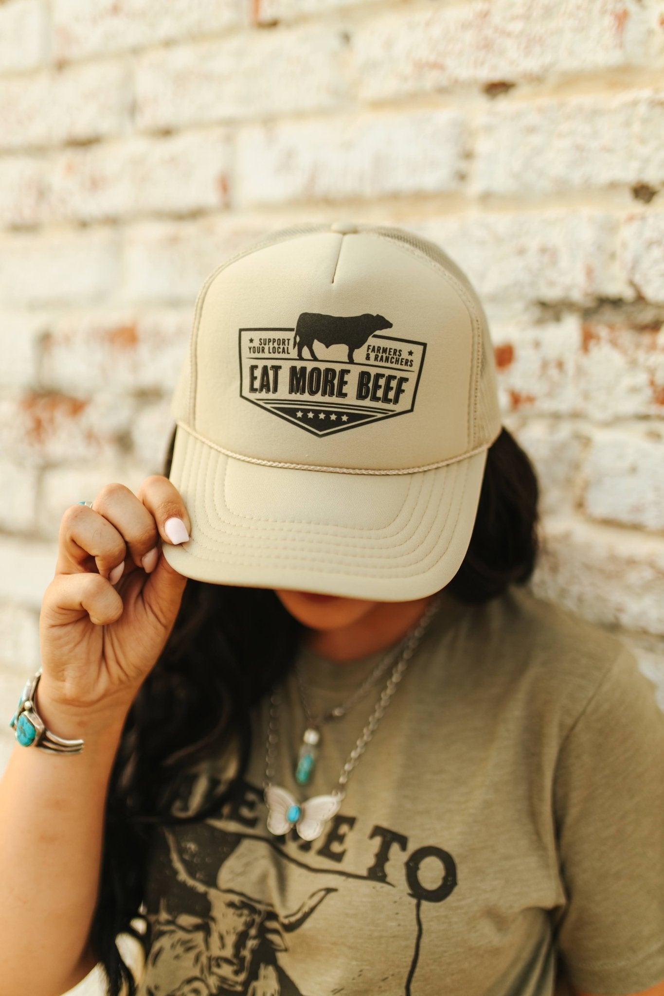 Wild Junkie Farmers & Ranchers Eat More Beef Trucker Hat — main product shot