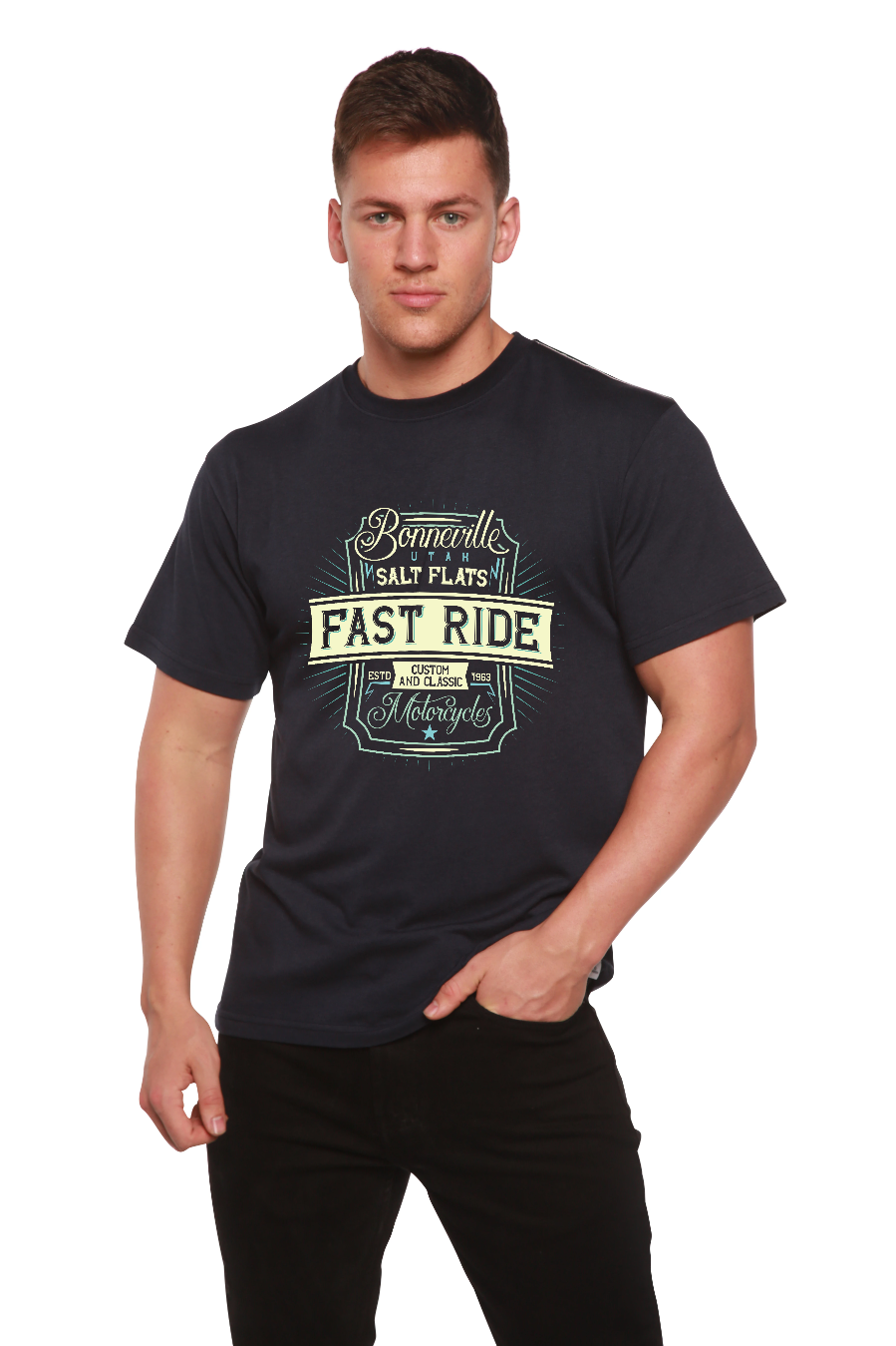 Spun Bamboo Fast Ride Men's Bamboo Viscose/Organic Cotton Short Sleeve Graphic T-Shirt — main product shot
