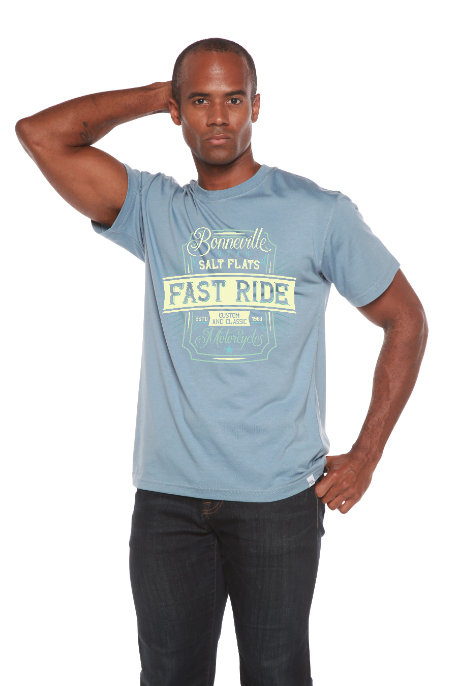 Spun Bamboo Fast Ride Men's Bamboo Viscose/Organic Cotton Short Sleeve Graphic T-Shirt — comparison shot