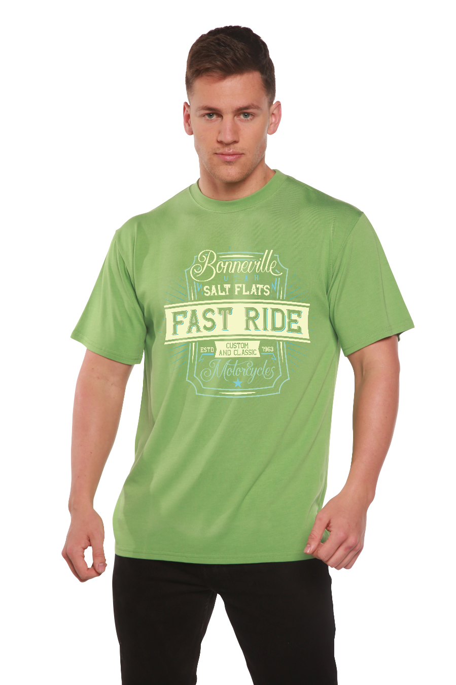 Spun Bamboo Fast Ride Men's Bamboo Viscose/Organic Cotton Short Sleeve Graphic T-Shirt — alternative angle