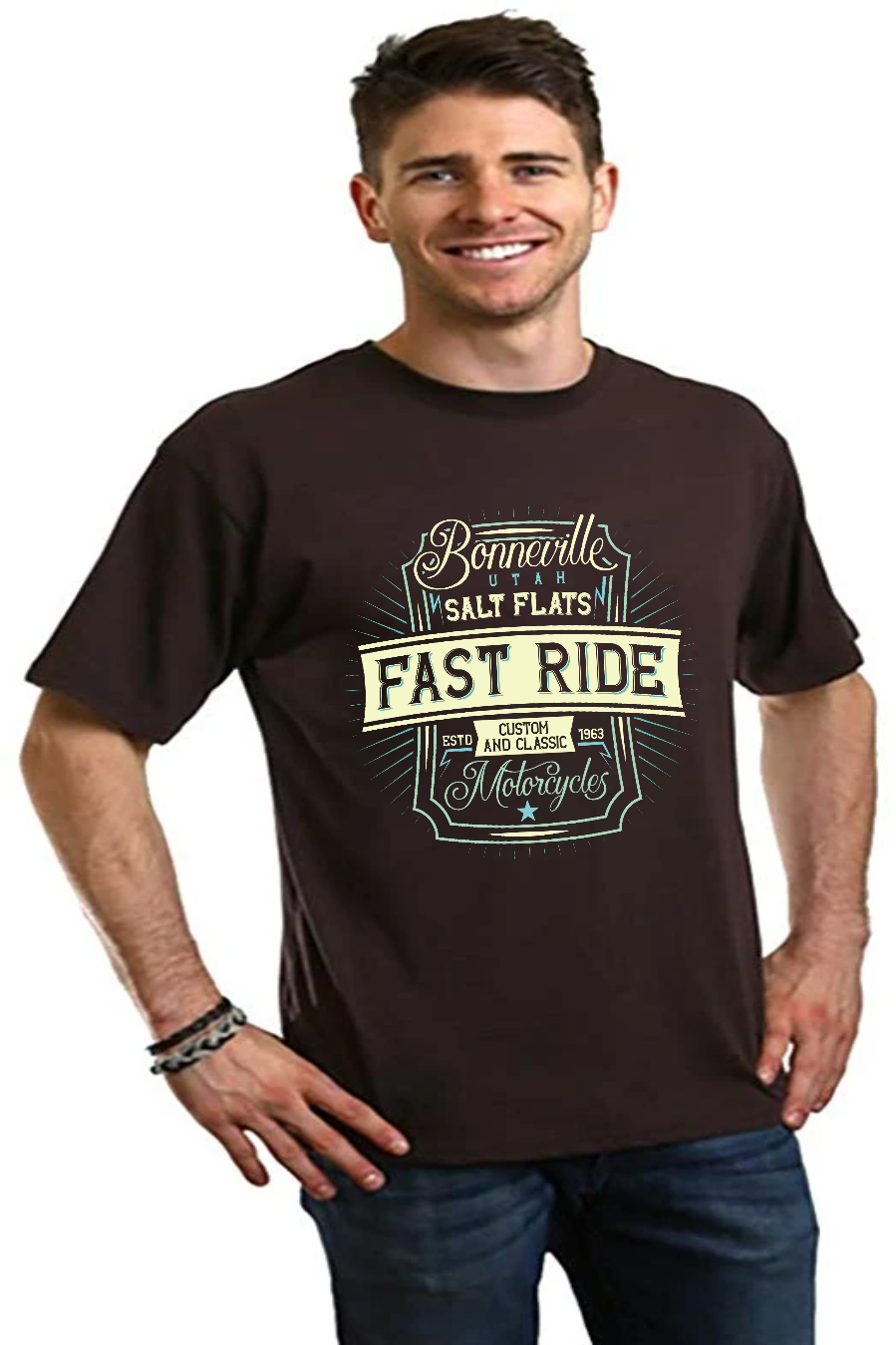 Spun Bamboo Fast Ride Men's Bamboo Viscose/Organic Cotton Short Sleeve Graphic T-Shirt — back view