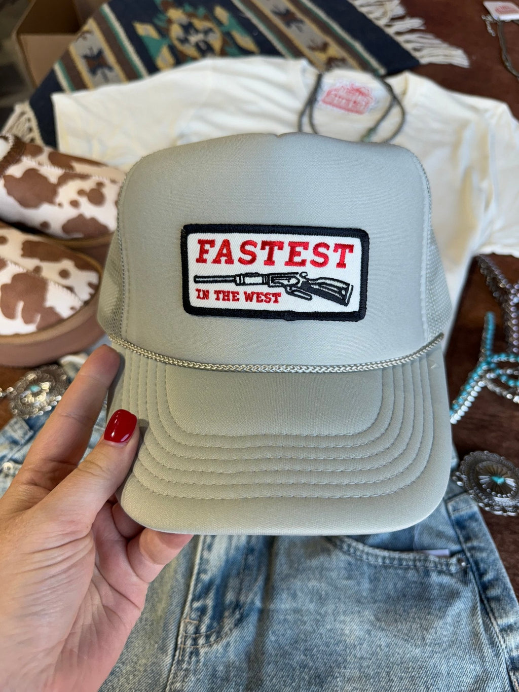 Wild Junkie Fastest in the West Patch Trucker Hat — main product shot